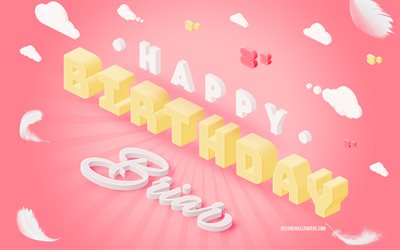 buon compleanno radica, arte 3d, sfondo 3d di compleanno, radica, sfondo rosa, lettere 3d, compleanno radica, sfondo di compleanno creativo