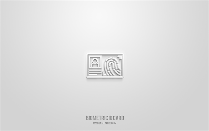 Biometric id card 3d icon, white background, 3d symbols, Biometric id card, travel icons, 3d icons, Biometric id card sign, travel 3d icons
