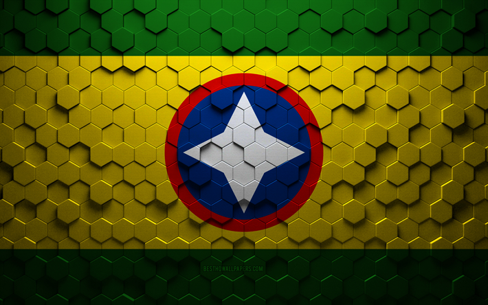 drapeau de bucaramanga, art en nid d abeille, drapeau des hexagones de bucaramanga, art des hexagones 3d de bucaramanga