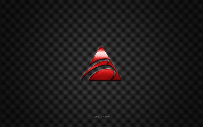 logotipo de biostar, logotipo rojo brillante, emblema de metal de biostar, textura de fibra de carbono gris, biostar, marcas, arte creativo, emblema de biostar