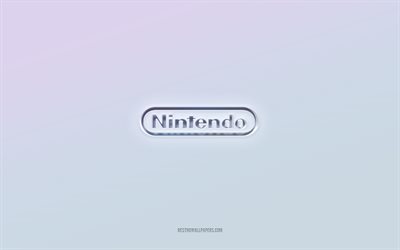 Nintendo logo, cut out 3d text, white background, Nintendo 3d logo, Nintendo emblem, Nintendo, embossed logo, Nintendo 3d emblem