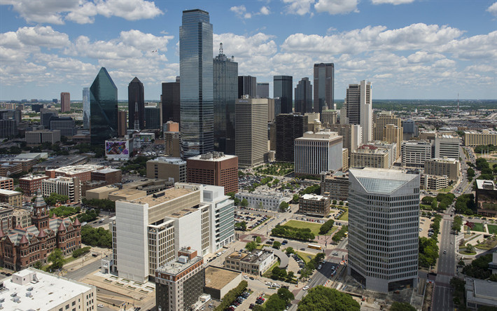 Dallas, buildings, summer, America, Texas, USA