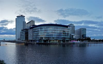 Manchester, evening city, buildings, England, UK