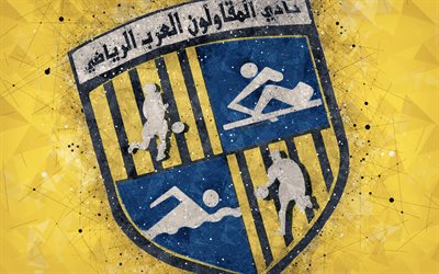 El Mokawloon SC, Nady El Mokawloon Elarab Elriadi, Arab Contractors SC, 4k, geometric art, logo, Egyptian football club, yellow background, Egyptian Premier League, Nasr City, Egypt, football, creative art
