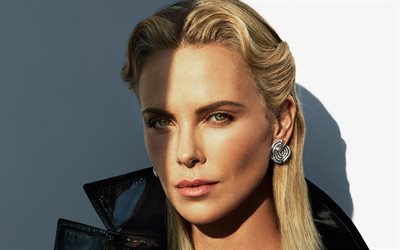 Charlize Theron, 4k, Hollywood, 2018, portrait, american actress, blonde, beauty, makeup