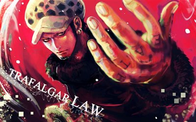 Trafalgar Law, 4k, f&#227; de arte, manga, Trafalgar D&#39;&#193;gua Da Lei, Uma Pe&#231;a