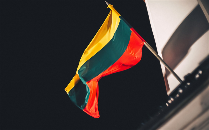 Bandeira da Litu&#226;nia, mastro, Lituano bandeira, tecido de bandeira, Litu&#226;nia, Europa