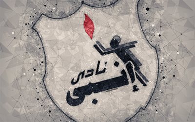 Enppi SC, 4k, geometric art, logo, Egyptian football club, gray background, Egyptian Premier League, Cairo, Egypt, football, creative art, Enppi FC