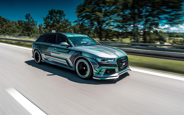 Audi RS6-E Avant de Concept, 4k, route, 2018 voitures, de CAF, de r&#233;glage, flou de mouvement, Audi