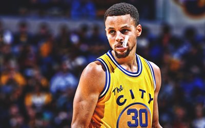 4k, Stephen Curry, HDR, corrispondenza, stelle di basket, i Golden State Warriors NBA, il basket, il Curry