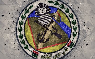 Haras El Hodoud SC, 4k, geometric art, logo, Egyptian football club, gray background, Egyptian Premier League, Alexandria, Egypt, football, creative art