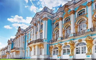 Catherine Palace, museum, Stora Palatset i Tsarskoye Selo, Rokoko, Ryssland, St Petersburg