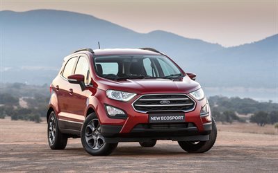 Ford EcoSport Ambiente, 4k, crossovers, 2018 cars, red Ford EcoSport, Ford