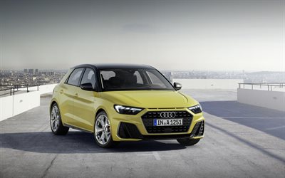 Audi A1 Sportback, 4k, 2019 السيارات, S-Line, السيارات المدمجة, A1, السيارات الألمانية, أودي
