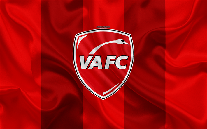 O Valenciennes FC, 4k, textura de seda, logo, de seda vermelha da bandeira, Clube de futebol franc&#234;s, emblema, Liga 2, Valenciennes, Fran&#231;a, futebol