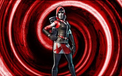 4k, The Ace, red grunge background, Fortnite, vortex, Fortnite characters, The Ace Skin, Fortnite Battle Royale, The Ace Fortnite
