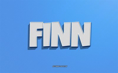 Finn, sfondo linee blu, sfondi con nomi, nome Finn, nomi maschili, biglietto d&#39;auguri Finn, line art, immagine con nome Finn