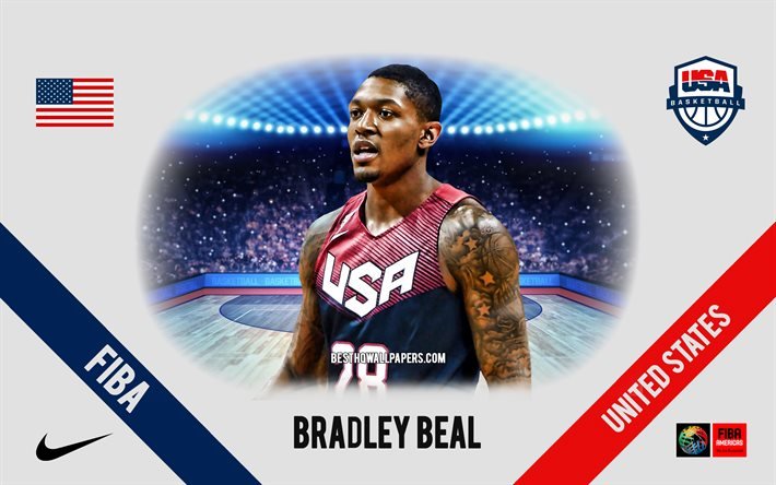 Bradley Beal, Yhdysvaltain koripallojoukkue, amerikkalainen koripallopelaaja, NBA, muotokuva, USA, koripallo