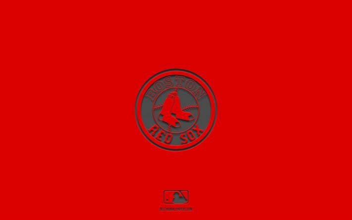 boston red sox, roter hintergrund, amerikanisches baseballteam, boston red sox-emblem, mlb, boston, usa, baseball, boston red sox-logo