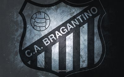 Bragantino, Brazilian football team, black background, Bragantino logo, grunge art, Serie A, Brazil, football, Bragantino emblem