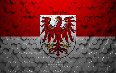 Flag of Brandenburg, honeycomb art, Brandenburg hexagons flag, Brandenburg, 3d hexagons art, Brandenburg flag