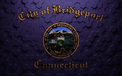Bridgeports flagga, bikakekonst, Bridgeport-hexagonsflagga, Bridgeport, 3d-hexagons-konst, Bridgeport-flagga