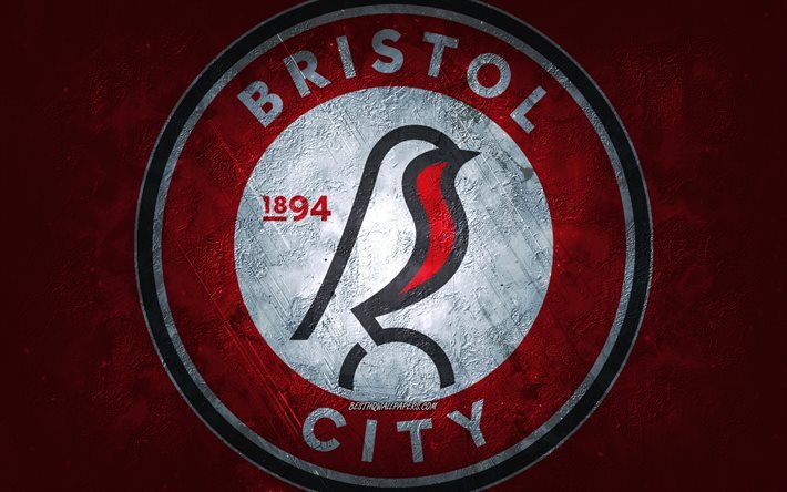 Bristol City FC, engelska fotbollslag, r&#246;d bakgrund, AFC Bournemouth-logotyp, grunge konst, EFL Championship, Bristol, fotboll, England, Bristol City FC emblem