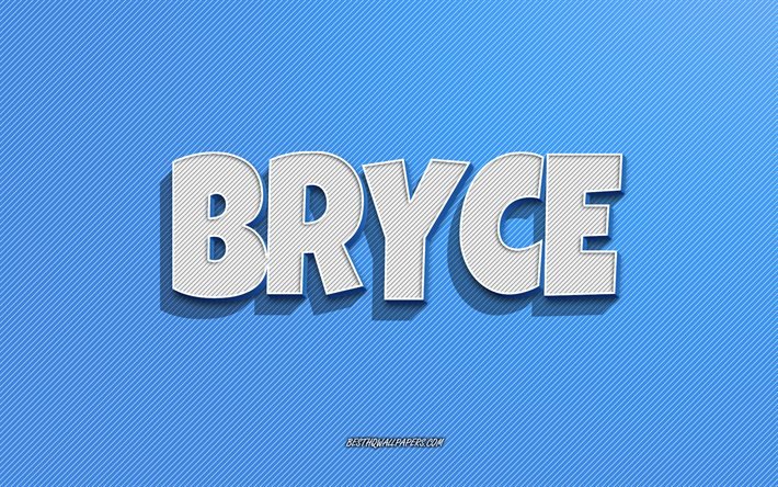 Bryce, fundo de linhas azuis, pap&#233;is de parede com nomes, nome de Bryce, nomes masculinos, cart&#227;o comemorativo de Bryce, arte de linha, imagem com o nome de Bryce