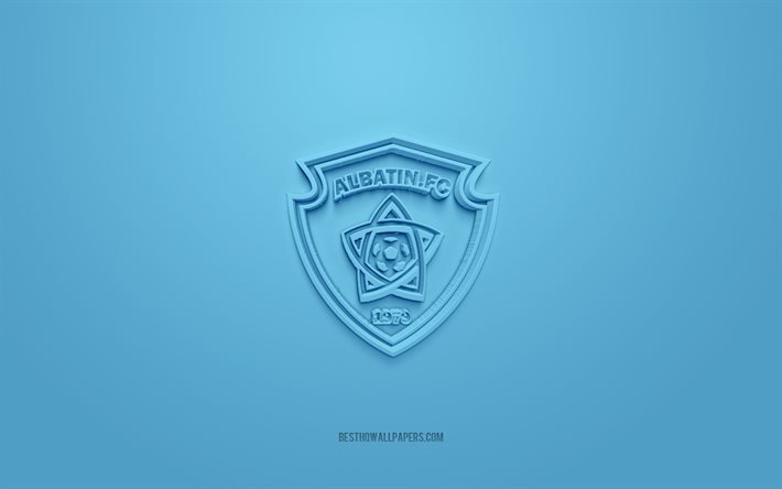 Al Batin FC, logotipo 3D criativo, fundo azul, SPL, Clube de futebol da Ar&#225;bia Saudita, Liga Profissional Saudita, Hafar Al-Batin, Ar&#225;bia Saudita, arte 3D, futebol, logotipo 3D do Al Batin FC