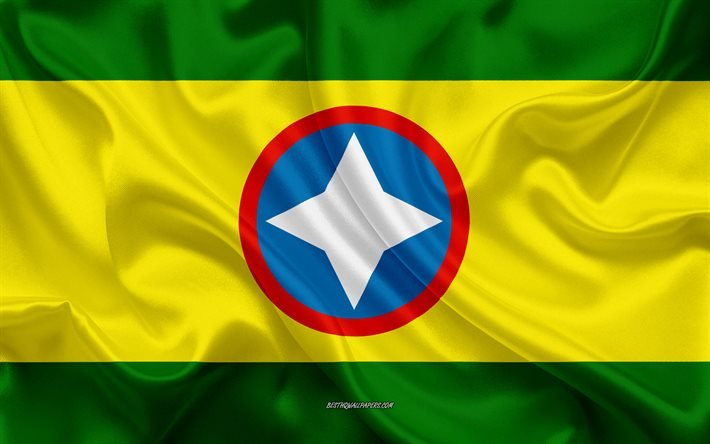 ブカラマンガの旗, 4k, シルクの質感, ブカラマンガcolombiakgm, コロンビアの都市, コロンビア
