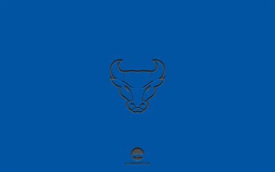 Buffalo Bulls, sfondo blu, squadra di football Americano, emblema dei Buffalo Bulls, NCAA, New York, USA, football Americano, logo dei Buffalo Bulls