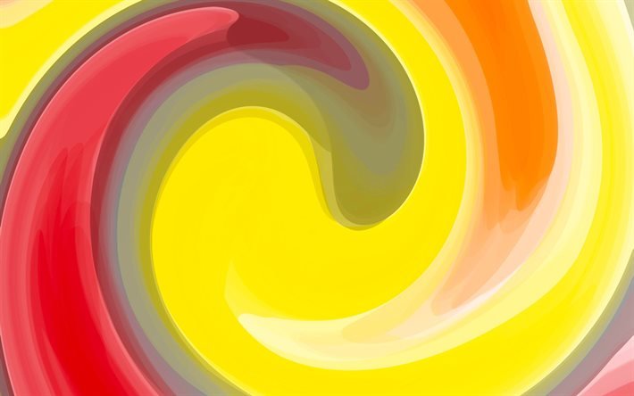 material design, ondas rosa e amarelas, v&#243;rtice abstrato, fundos coloridos, arte geom&#233;trica, criativo, fundo com ondas