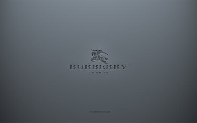 Logo Burberry, sfondo grigio creativo, emblema Burberry, trama di carta grigia, Burberry, sfondo grigio, logo Burberry 3d