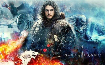 Game of Thrones, 4k, kausi 7, 2017, Kit Harington, Jon Snow