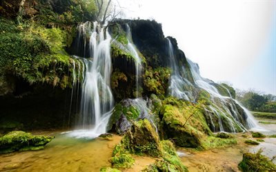 Cascade des Tufs, Beautiful waterfall, rock, water, France