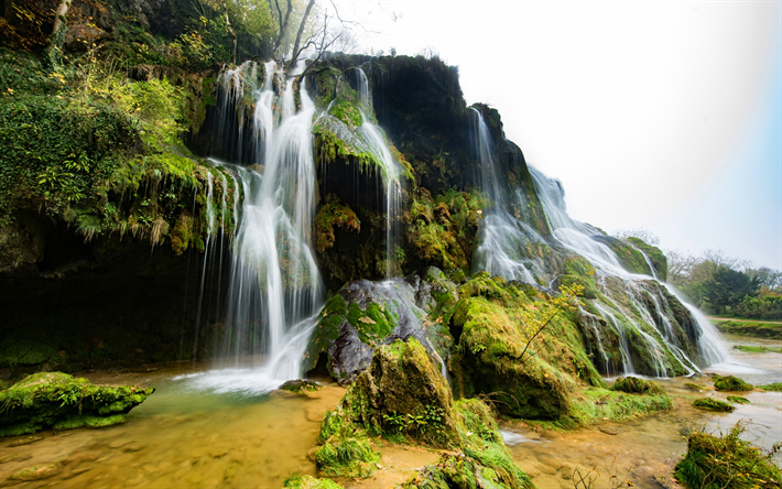 Vattenfall Tuffs, Vackra vattenfall, rock, vatten, Frankrike
