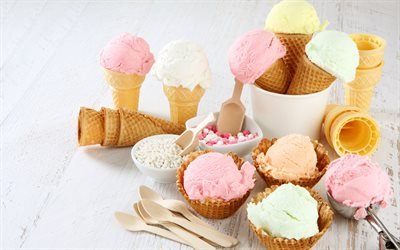 Fruit ice cream, sweets, desserts, ice cream