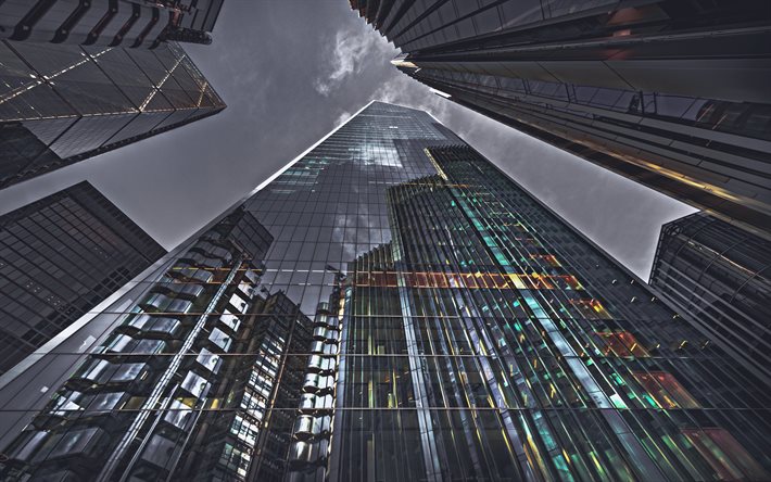 ロンドン, 4k, 近代的な建物, 高層ビル, 都市, イギリスの都市, イギリス, ヨーロッパ