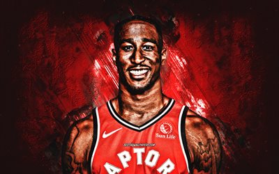 Rondae Hollis-Jefferson, NBA, Toronto Raptors, red stone background, American Basketball Player, portrait, USA, basketball, Toronto Raptors players