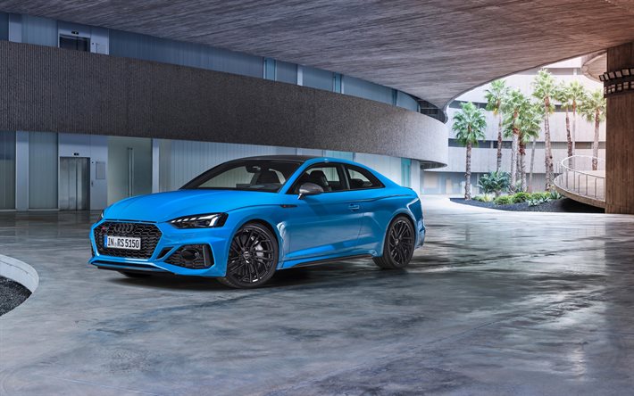 Audi RS5 Coupe, 2020, front view, exterior, blue sports coupe, new blue RS5 Coupe, german cars, Audi