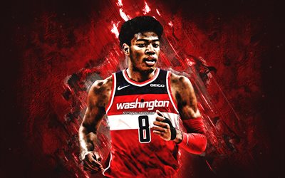 Rui Hachimura, NBA, Washington Wizards, red stone background, Japanese Basketball Player, portrait, USA, basketball, Washington Wizards players