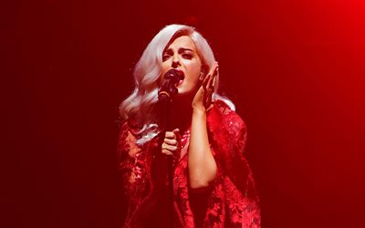 Bebe Rexha, concierto, el cantante, vestido rojo, mujer bella, Bleta Rexha