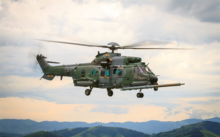 airbus helicopters h225m, combat, milit&#228;r-hubschrauber, kampf-luftfahrt, h225m helibras, die brasilianische armee, brasilien