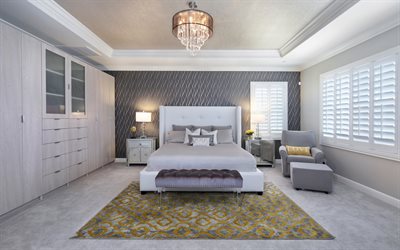 luxurious bedroom, modern interior, purple bedroom, bedroom design
