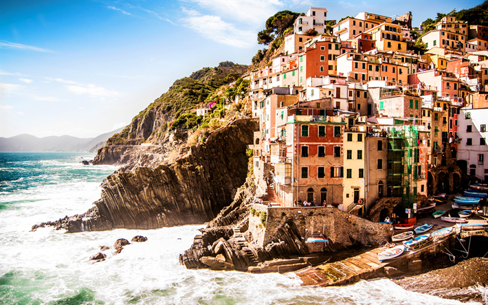 Riomaggiore, Cinque Terre, el verano, la Spezia, Italia