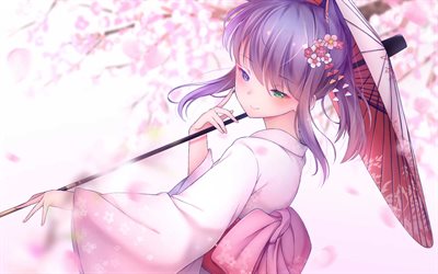 Giubileo Kitsune, kimono, sakura, manga, Final Fantasy XIV
