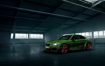 BMW M2, AC Schnitzer, 2018, F22, M2 Coup&#233;, la S&#233;rie 2, vert coup&#233; sport, tuning M2, rouge roues, voitures allemandes, BMW