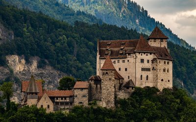 Gutenberg Castle, medieval castle, mountain landscape, fortress, Balzers, Liechtenstein
