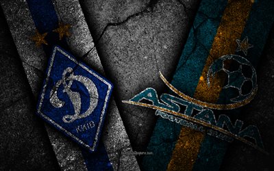 Dynamo Kiev vs Astana, 4k, UEFA Europa League, Group Stage, Round 1, creative, Dynamo Kiev FC, Astana FC, black stone