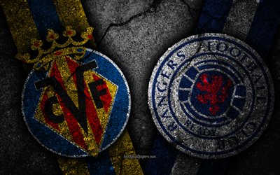 Villarreal vs Rangers, UEFA Europa League, Group Stage, Round 1, creative, Villarreal FC, Rangers FC, black stone